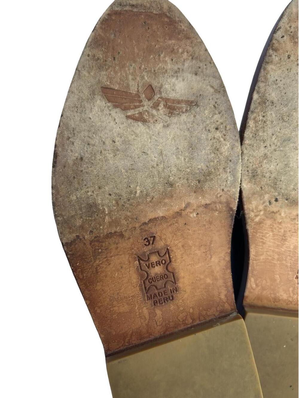 Black Leather Pointed Toe Mule Flats Made in Peru Vero Cuero Womens 37‎ - Picture 9 of 9